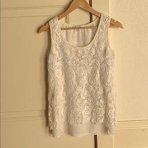 CAbi white crochet summer top